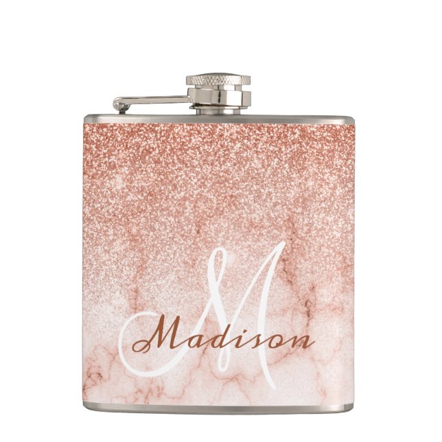 Monogram Ombre Rosa Guld Marmor Glitter Fickplunta (Framsidan)