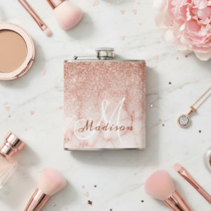Monogram Ombre Rosa Guld Marmor Glitter Fickplunta