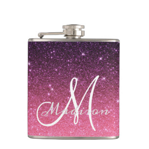 Monogram Ombre Rosa Lila Glitter Gift Fickplunta