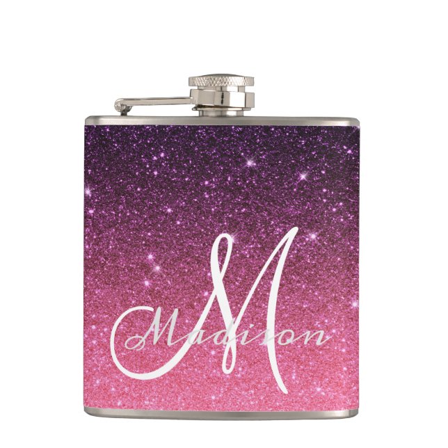 Monogram Ombre Rosa Lila Glitter Present Fickplunta (Framsidan)