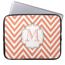 Monogram Orange Chevron Designer Laptopväska