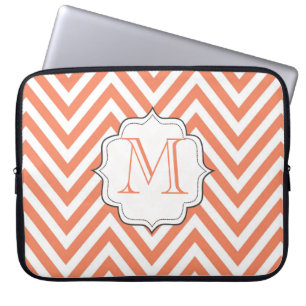 Monogram Orange Chevron Designer Laptopväska Laptop Fodral