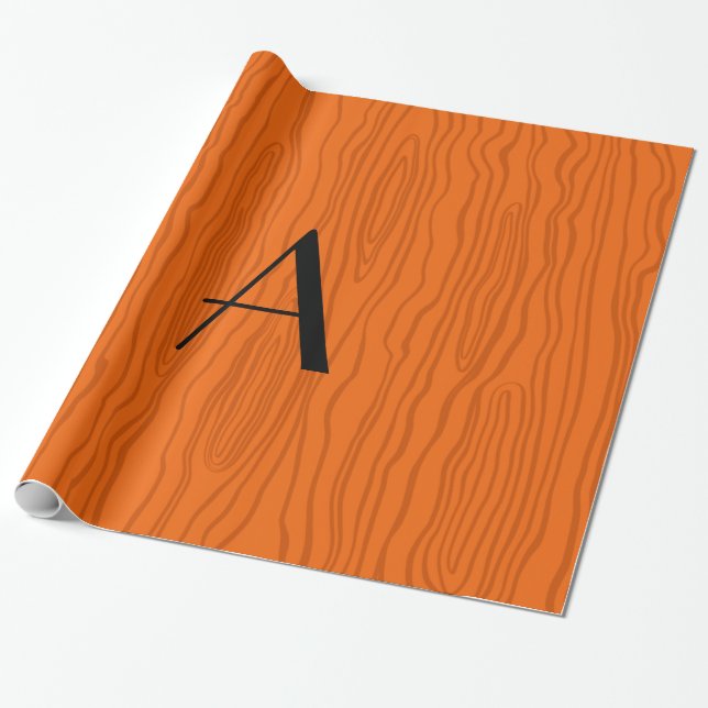 Monogram orange faux bois presentpapper (Utrullad)