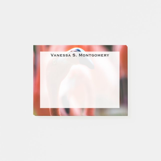 Monogram Orange Flamingo Vadrande Fågel Post-it Block (Framsida)