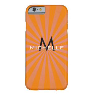 Monogram Orange Funky Sol Rays Retro Rand Barely There iPhone 6 Skal