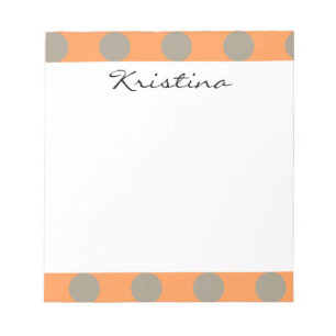 Monogram Orange Grått Chic Cute Polka Dot Mönste Anteckningsblock