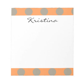 Monogram Orange Grått Chic Cute Polka Dot Mönster Anteckningsblock