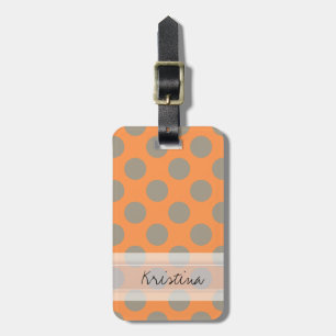 Monogram Orange Grått Chic Cute Polka Dot Mönster Bagagebricka
