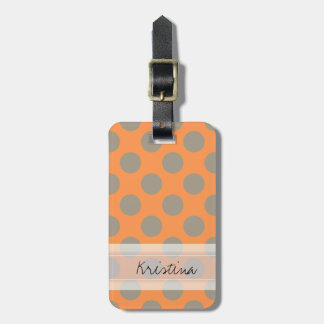 Monogram Orange Grått Chic Cute Polka Dot Mönster Bagagebricka