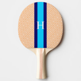 Monogram orange grekisk nyckel ping pong paddel pingisracket