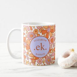 Monogram Orange Groovy Retro Kaffemugg