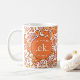 Monogram Orange Groovy Retro Kaffemugg