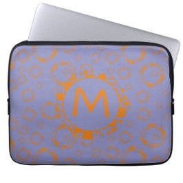 Monogram Orange Lila Circle Digital Code-fyrkanter Laptop Fodral
