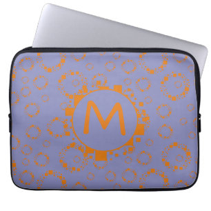Monogram Orange Lila Circle Digital Code-fyrkanter Laptop Fodral