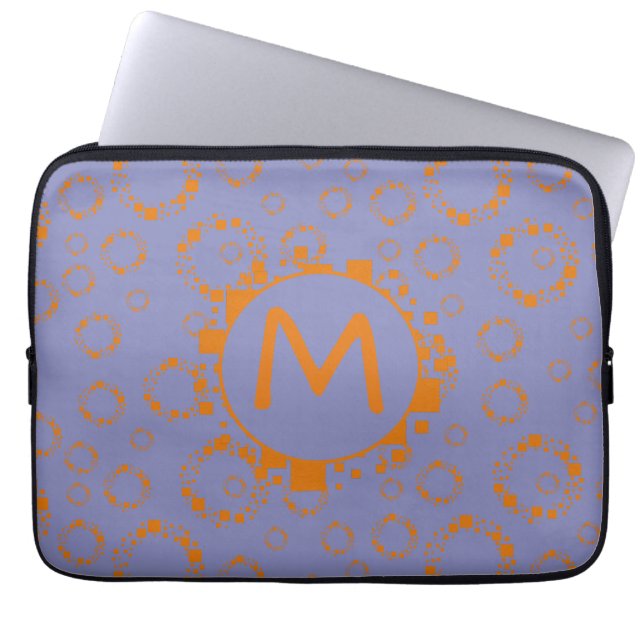 Monogram Orange Lila Circle Digital Code-fyrkanter Laptop Fodral (Framsidan)