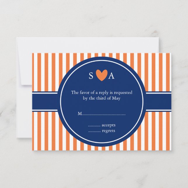 Monogram Orange och vit Rand med Royal Blue OSA Kort (Framsida)