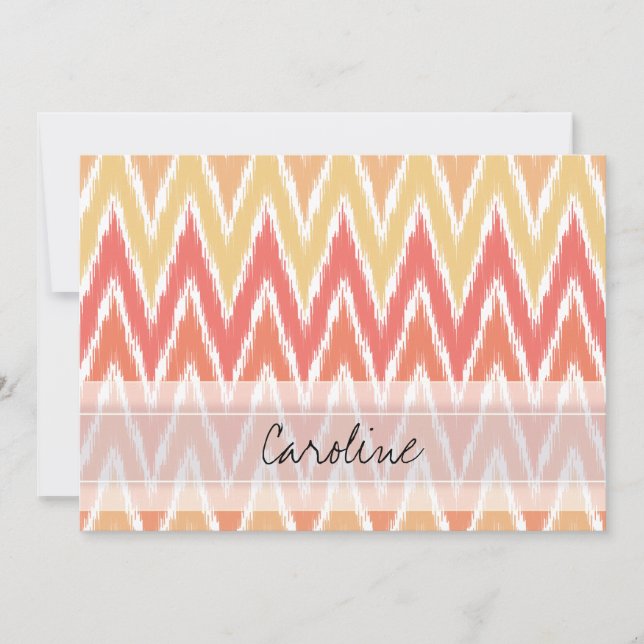 Monogram Orange Ombre Ikat Chevron Zig Zag Mönster (Framsida)