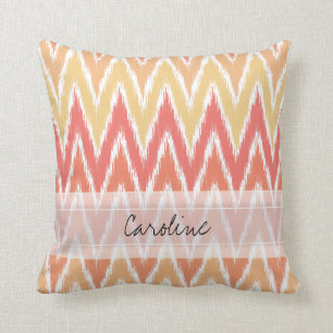 Monogram Orange Ombre Ikat Chevron Zig Zag Mönster Kudde