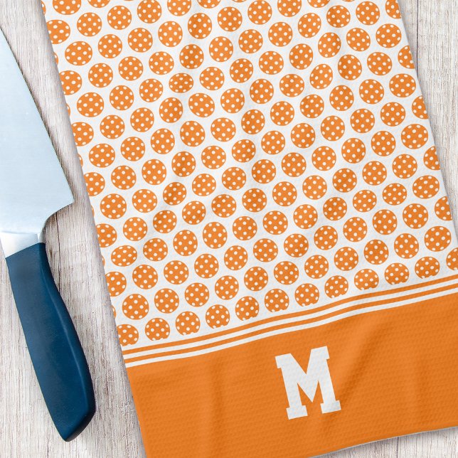 Monogram Orange Pickleball Mönster Kökshandduk (Skapare uppladdad)