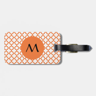 Monogram Orange Quatrefoil Mönster Bagagebricka