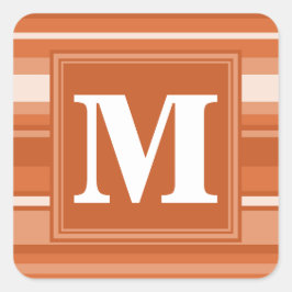 Monogram orange rand fyrkantigt klistermärke