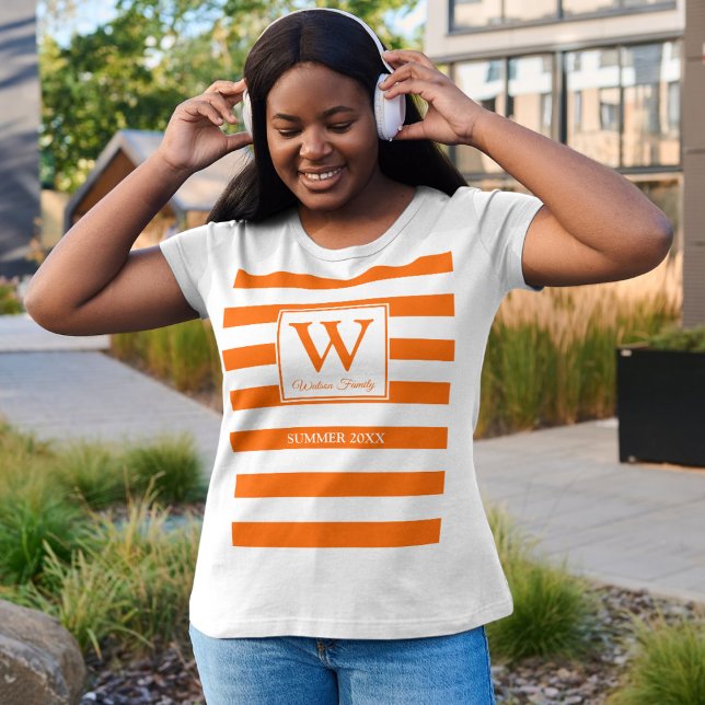 Monogram | Orange Rand | Roligt Modern T Shirt (Skapare uppladdad)