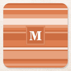 Monogram orange rand underlägg papper kvadrat