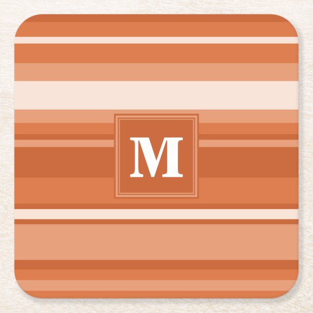 Monogram orange rand underlägg papper kvadrat (Framsidan)