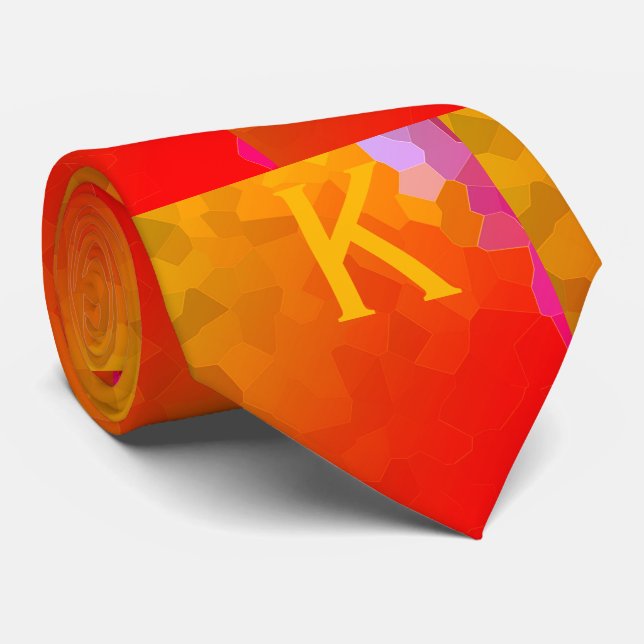 Monogram Orange Rosa Funky Mönster Modern Trendig Slips (Rullad)