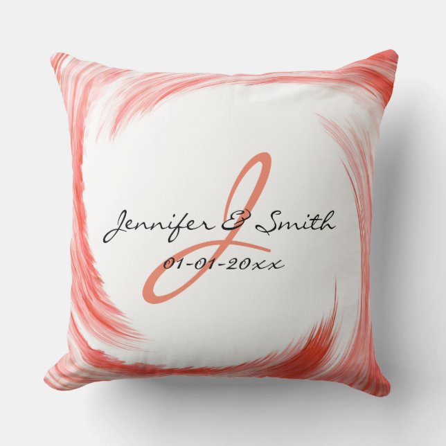 Monogram Orange Swirl Abstrakt Art Kudde (Framsida)