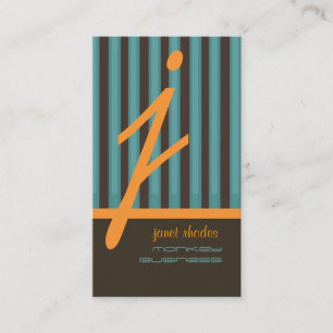 Monogram orange/teal/chokladränder visitkort