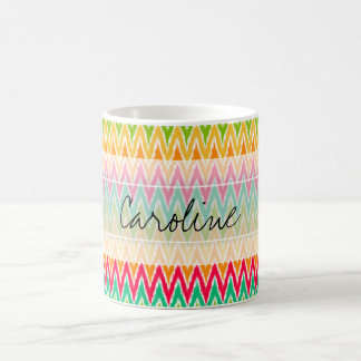 Monogram Orange Teal Ikat Chevron Zig Zag Mönster Kaffemugg