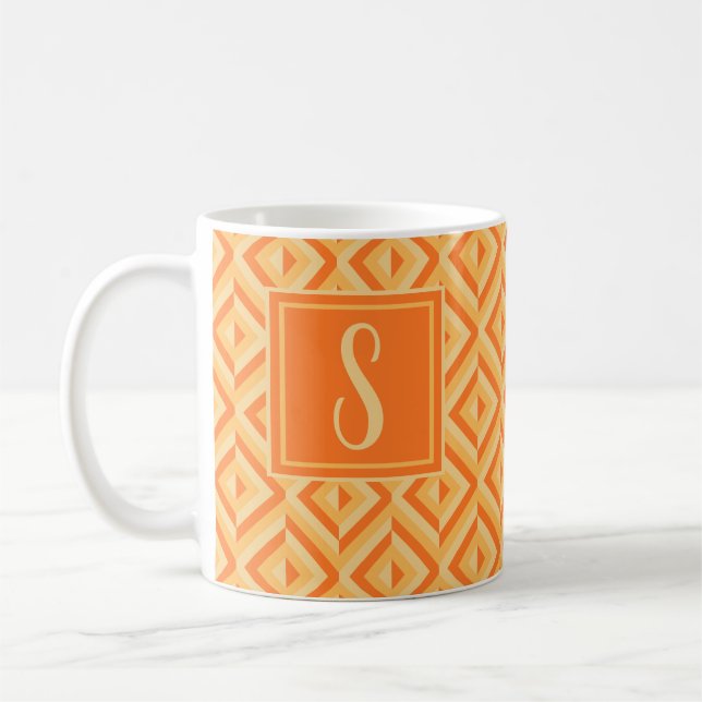 Monogram Orange tretonig Diamond Mönster Kaffemugg (Vänster)