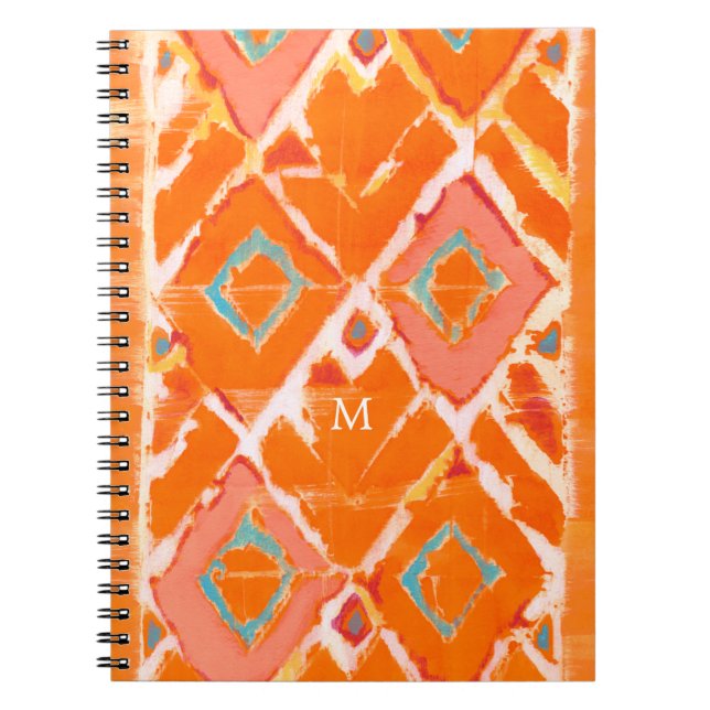 Monogram | Orange Tribal II Anteckningsbok Med Spiral (Framsidan)