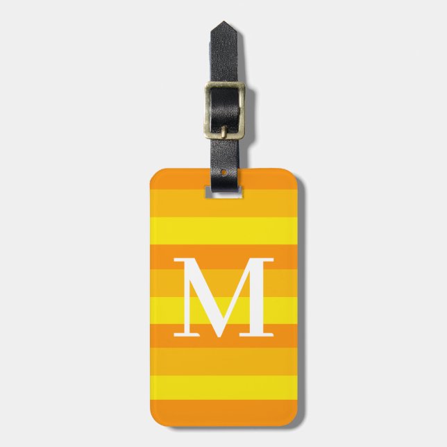 Monogram Orange Tritone Stripe Bagagebricka (Vertikal Framsida)