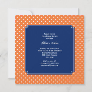Monogram Orange, vit polkadot med Royal Blue Inbjudningar