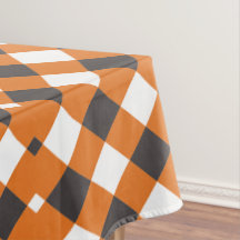 Monogram Orange White Play Gingham Tablecloth
