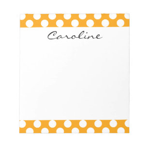 Monogram Orange White Trendig Roligt Polka Dot Mön Anteckningsblock