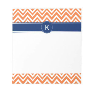 Monogram Orange Zigzag Mönster Anteckningsblock