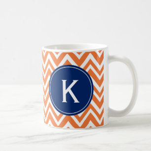 Monogram Orange Zigzag Mönster Kaffemugg