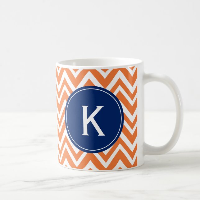 Monogram Orange Zigzag Mönster Kaffemugg (Höger)