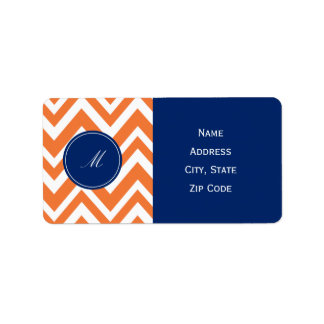 Monogram Orange Zigzag Mönster med Royal Blue Adressetikett