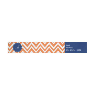Monogram Orange Zigzag Mönster med Royal Blue Etikettband