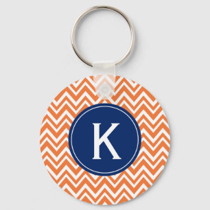 Monogram Orange Zigzag Mönster Nyckelring