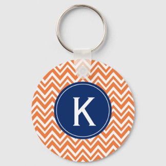 Monogram Orange Zigzag Mönster Nyckelring