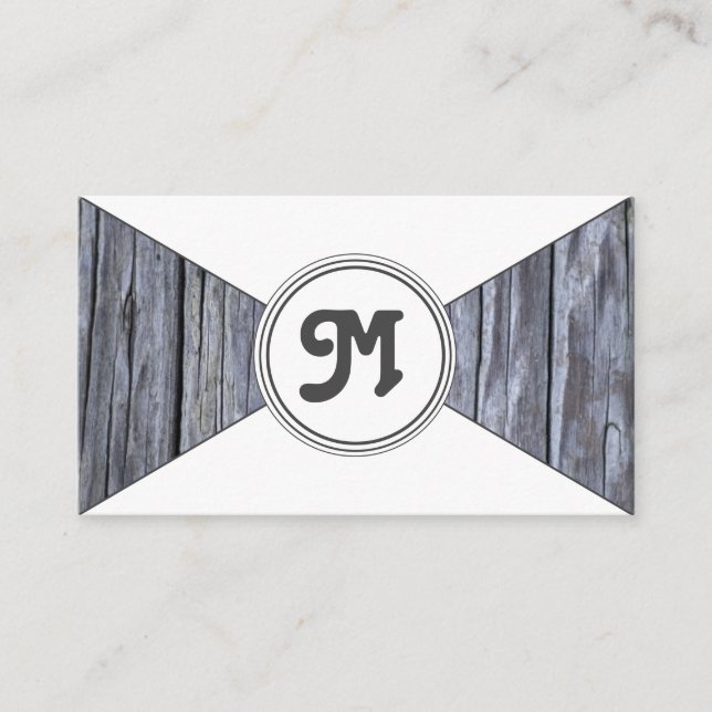 Monogram organiska trävita trianglar visitkort (Framsida)