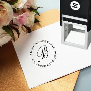 Monogram Original Adress eller Bröllop Classic Rou Självfärgande Stämpel