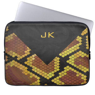Monogram orm brun och guldtryck laptop sleeve