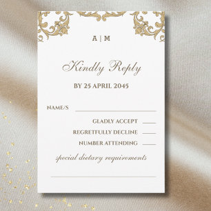 Monogram ornate Victorian Bröllop OSA Card Kort