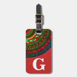 Monogram, örter med inspierat Mönster, rött Bagagebricka